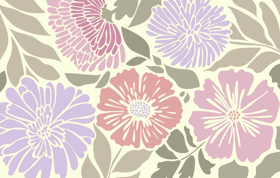 Colorful floral pattern with leaves