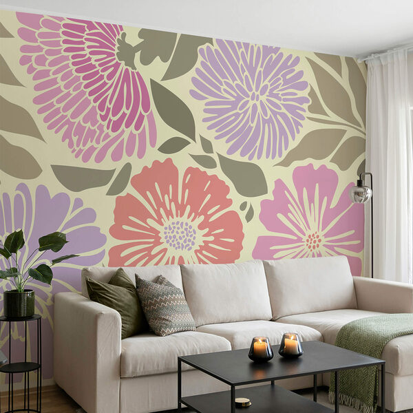 Colorful floral pattern with leaves Colorful floral pattern with leaves
