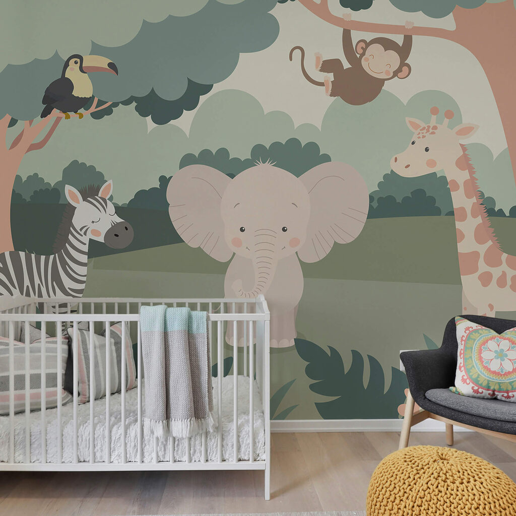 Cartoon of animals in a forest