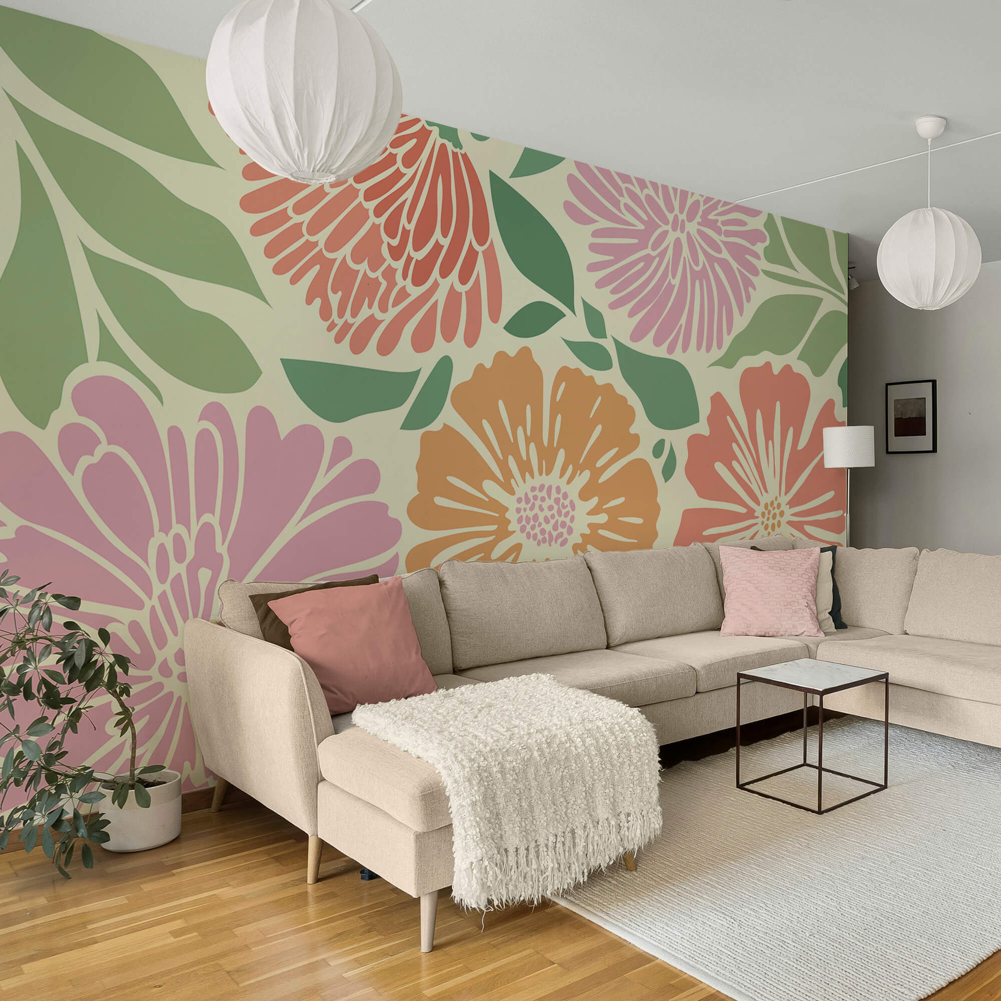 Colorful floral pattern brightens any space
