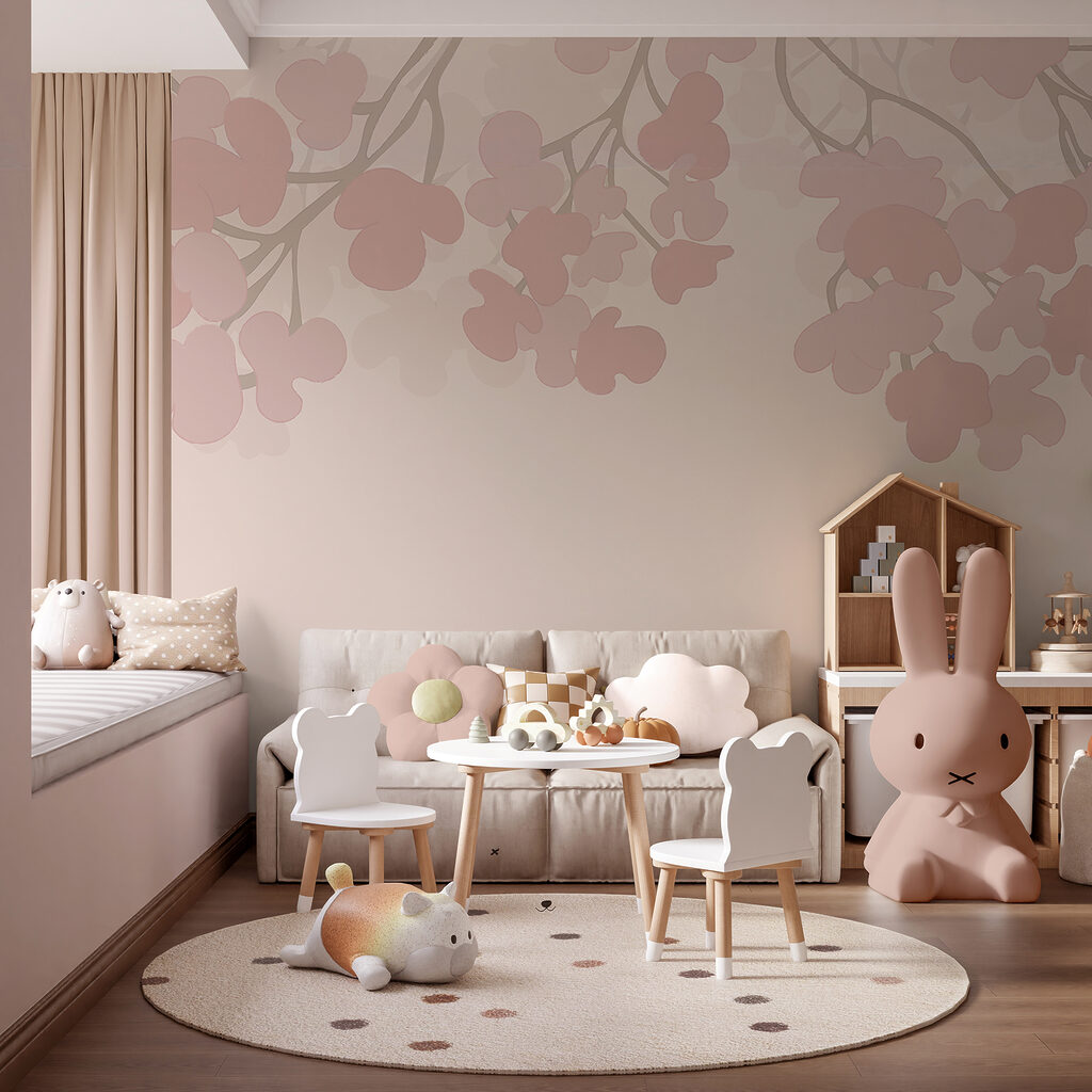 Pink flowers on a white background