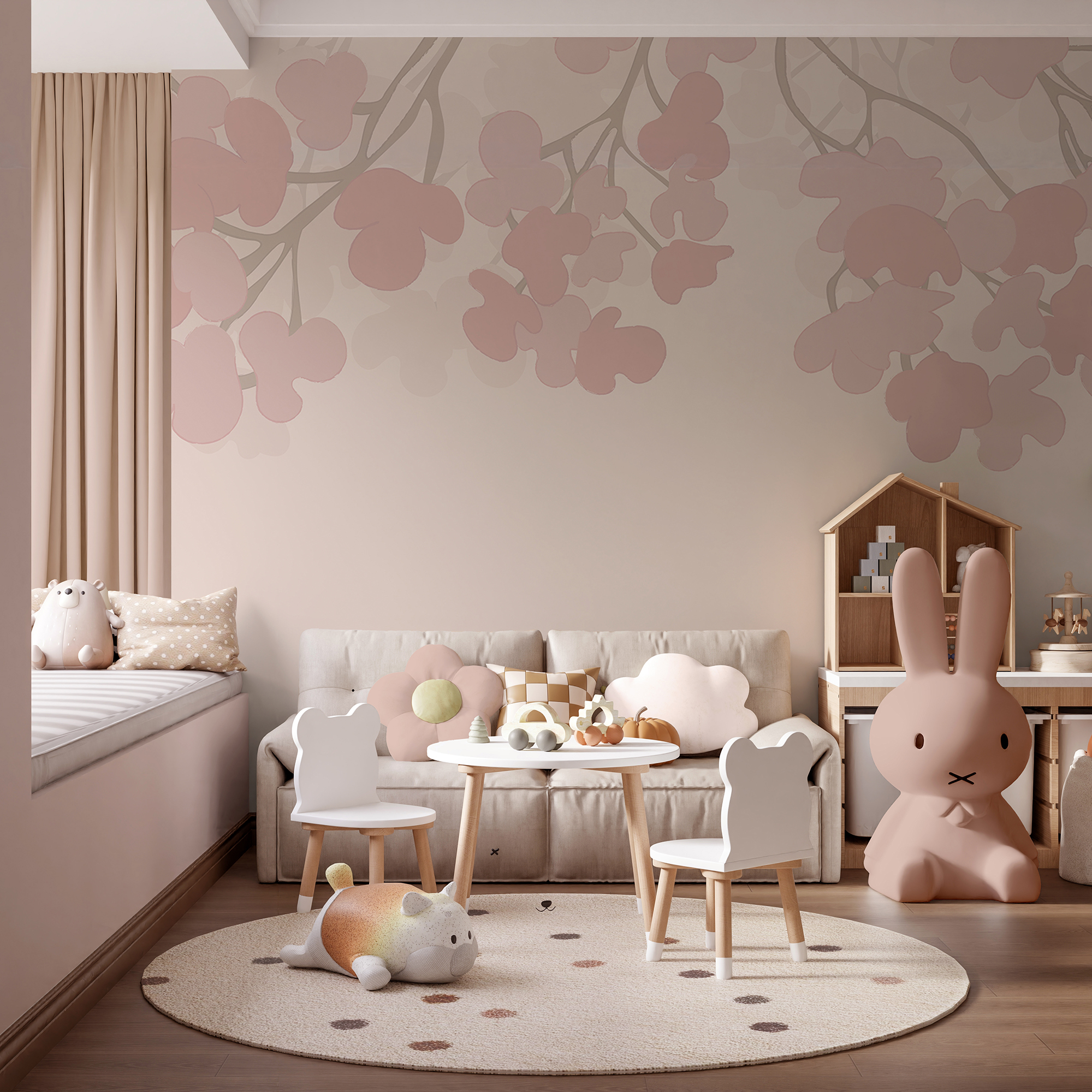 Pink flowers on a white background