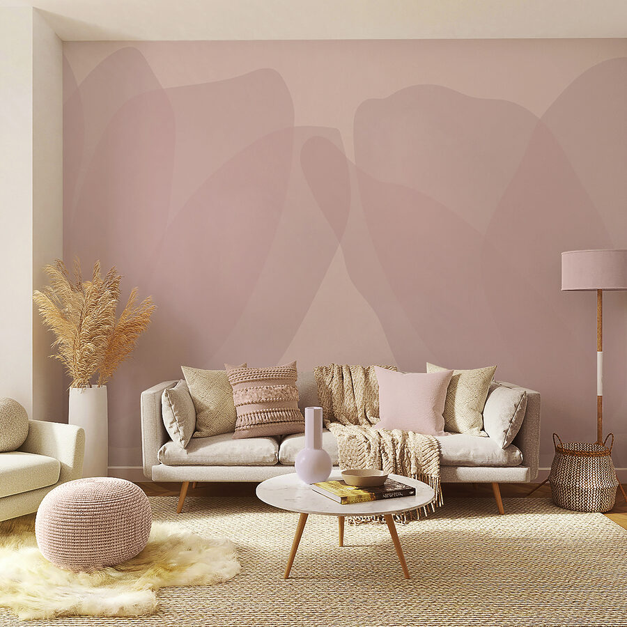 Wall murals Pink and white background
