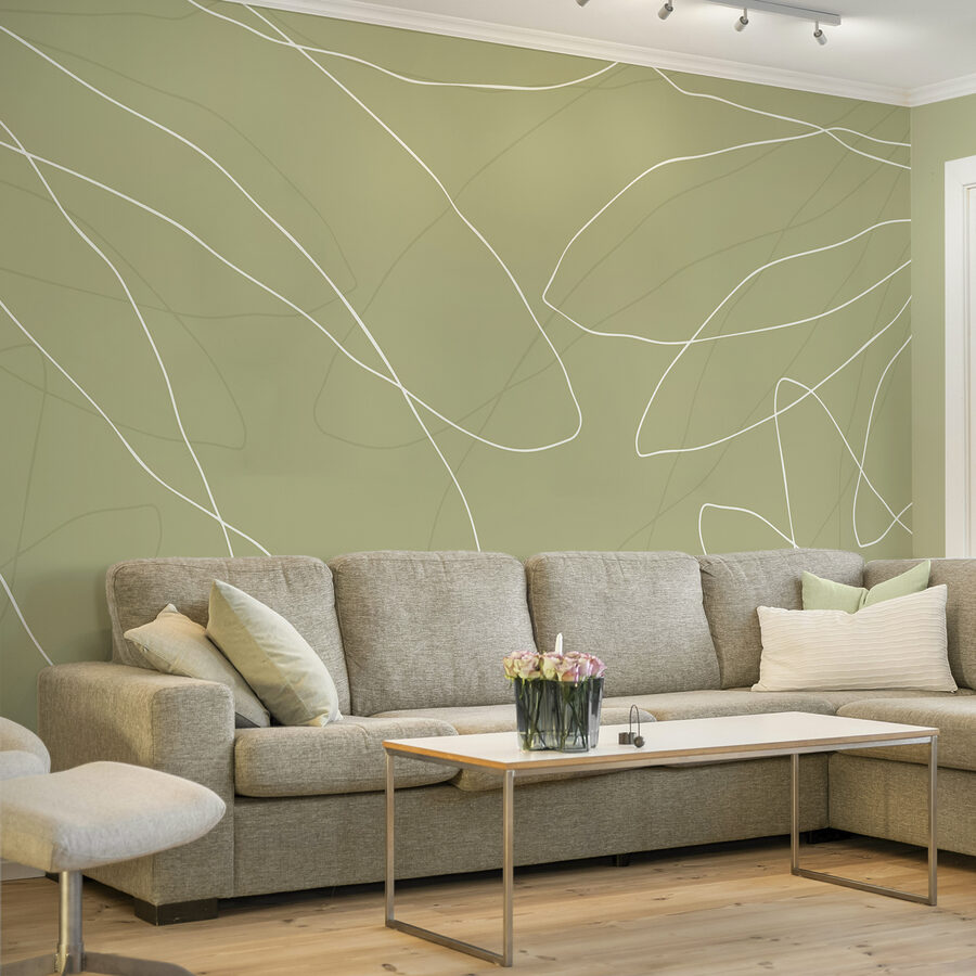 Wall murals Green background with white lines