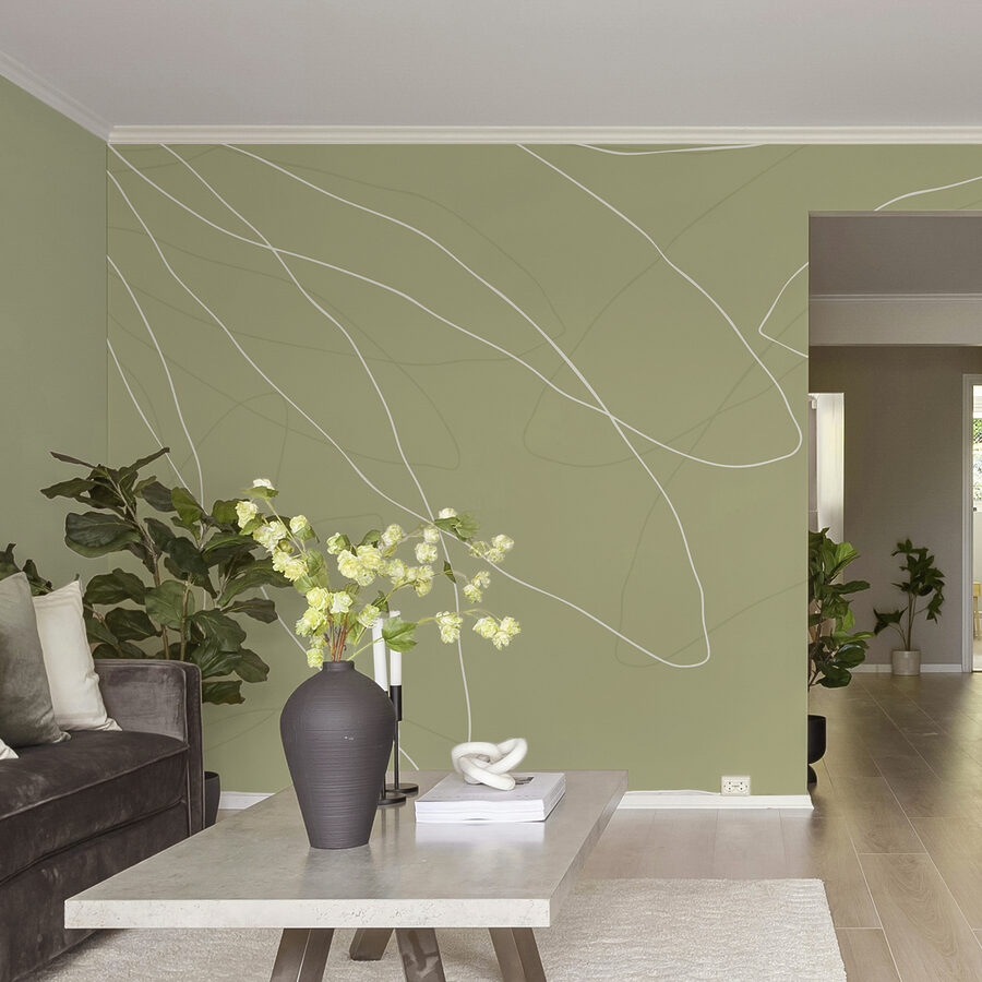Wall murals Green background with white lines - Image 2