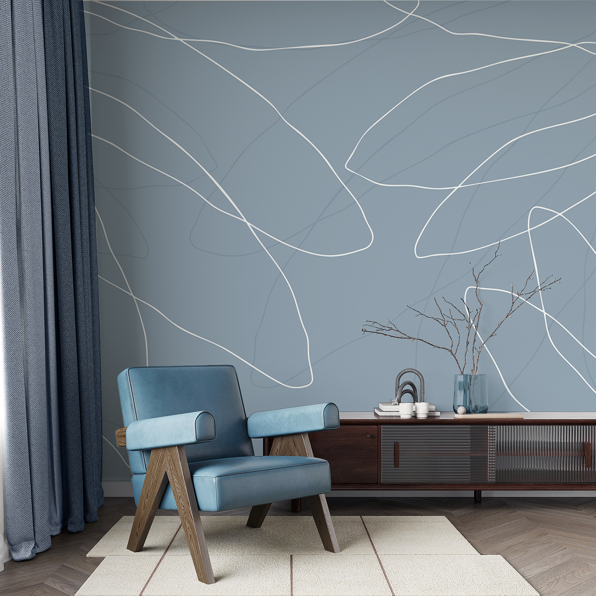 Blue background with white lines