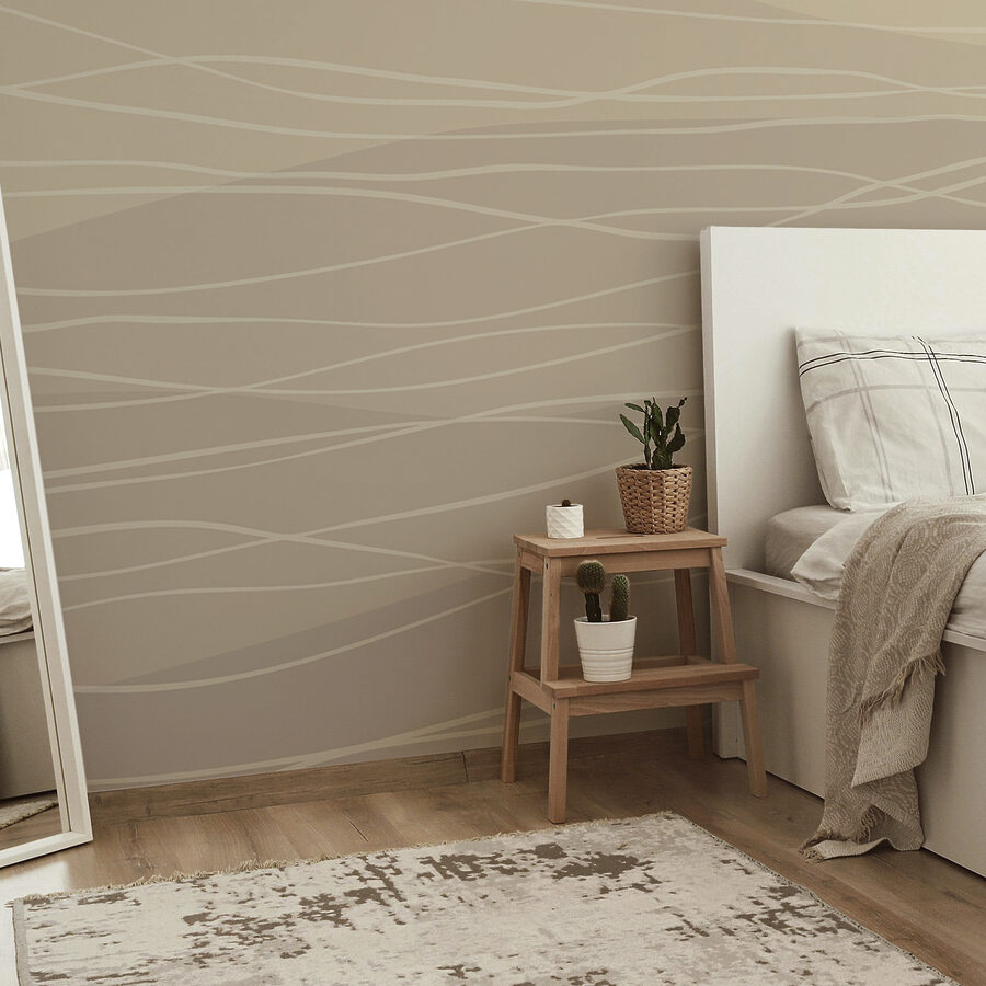 Wall murals Brown and white wavy lines - Image 2