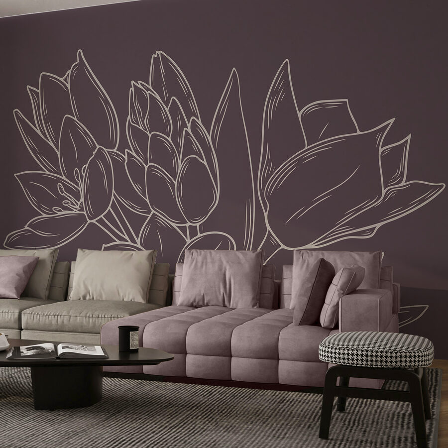 Wall murals Delicate blooms on a rich backdrop