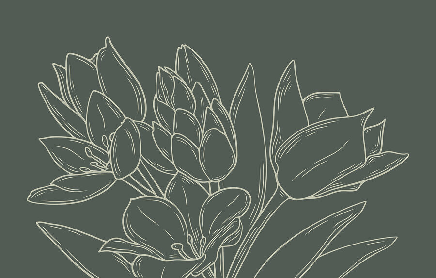 Wall murals Drawing of flowers on a plant - Image 3