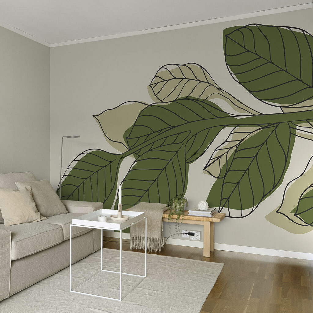 Green leafy plant with black lines