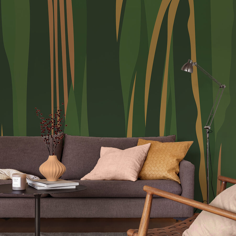 Wall murals Green and brown striped pattern - Image 2