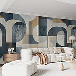 Wall mural Colorful art piece with curved shapes