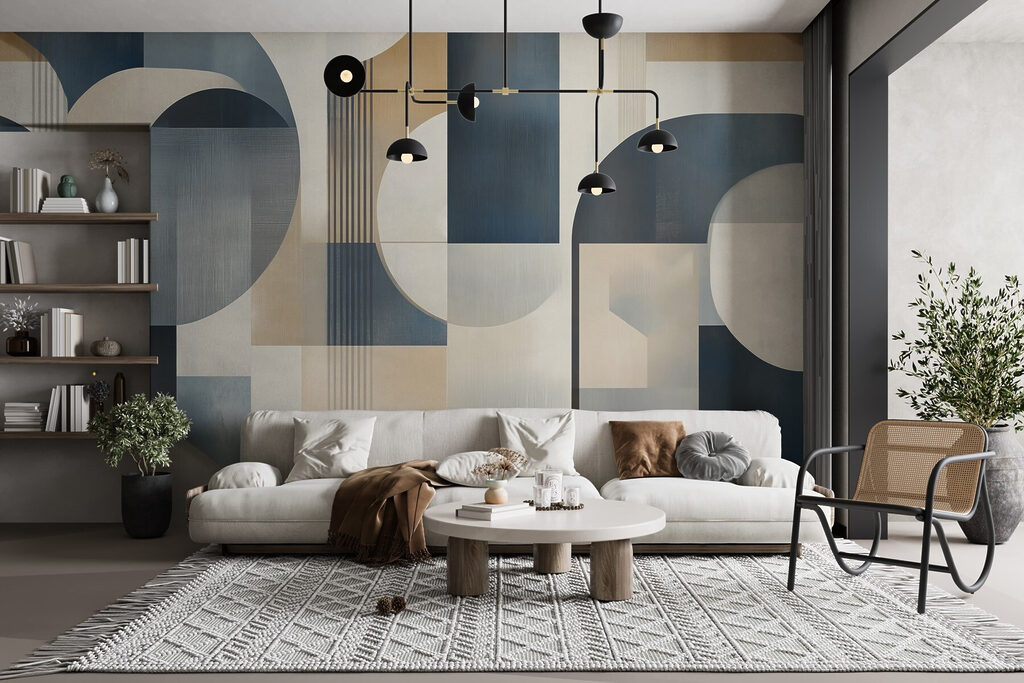 Colorful art piece with curved shapes