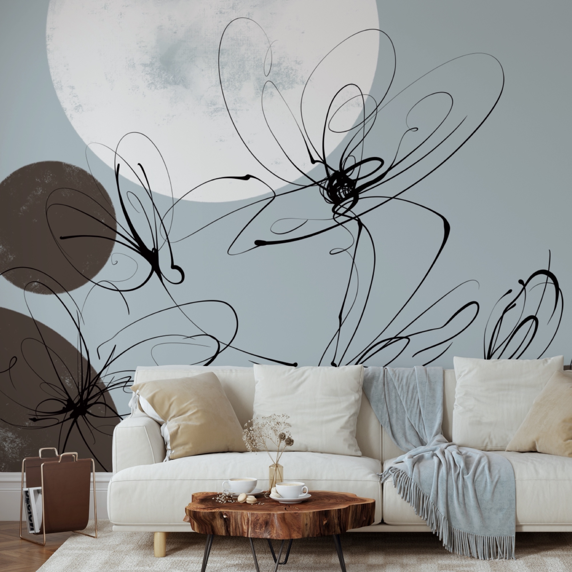 Drawing of flowers and circles Drawing of flowers and circles