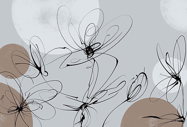 Drawing of flowers with circles and dots Drawing of flowers with circles and dots