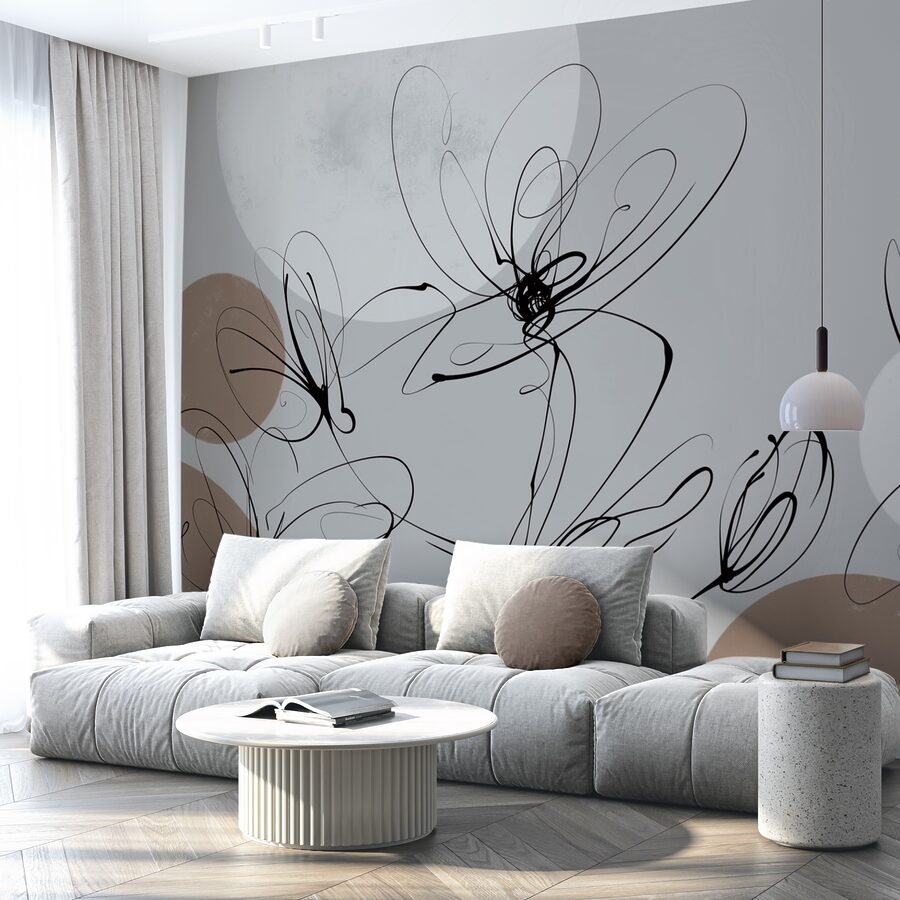 Drawing of flowers with circles and dots Drawing of flowers with circles and dots