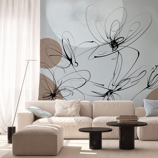 Drawing of flowers with circles and dots Drawing of flowers with circles and dots