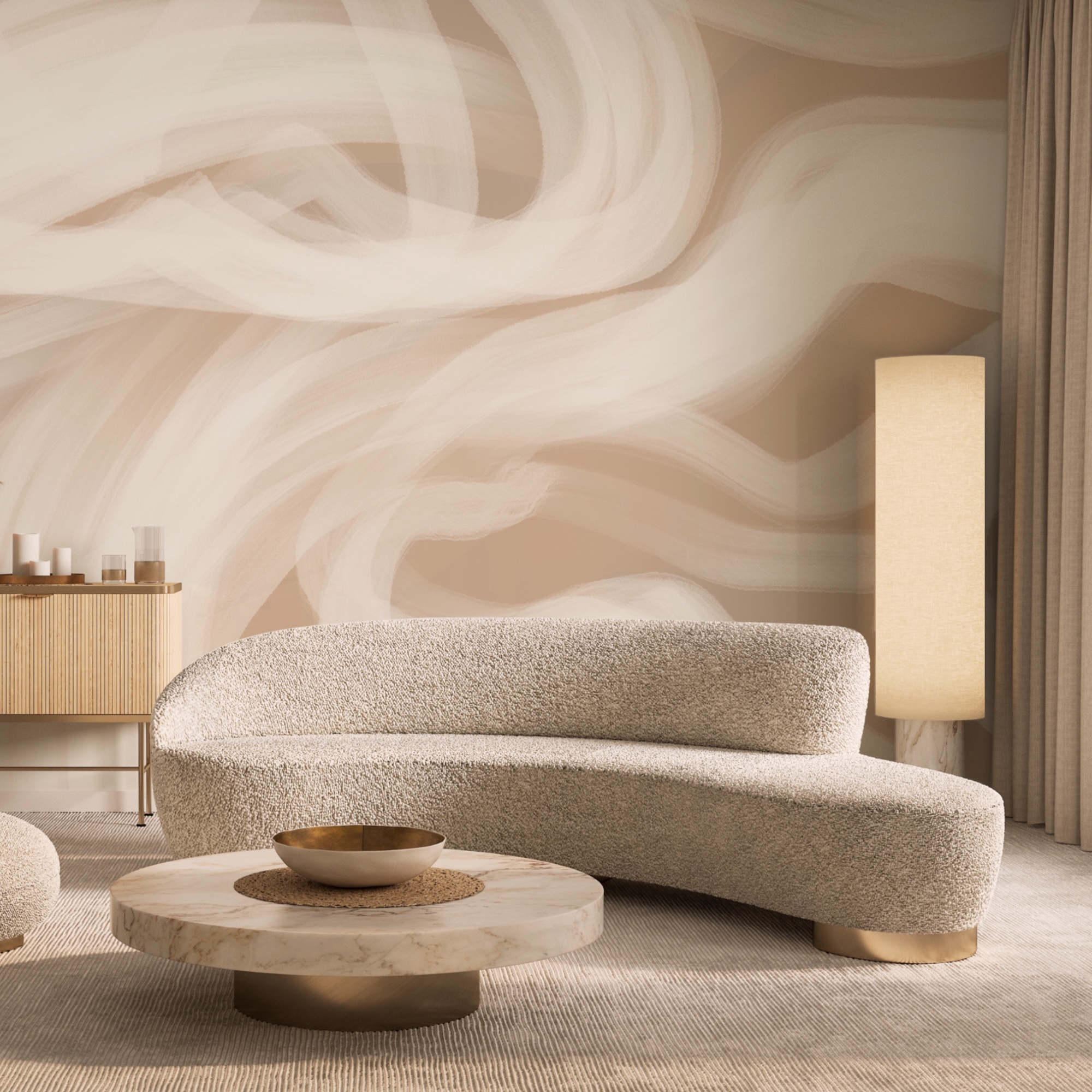 White swirls on a tan background White swirls on a tan background