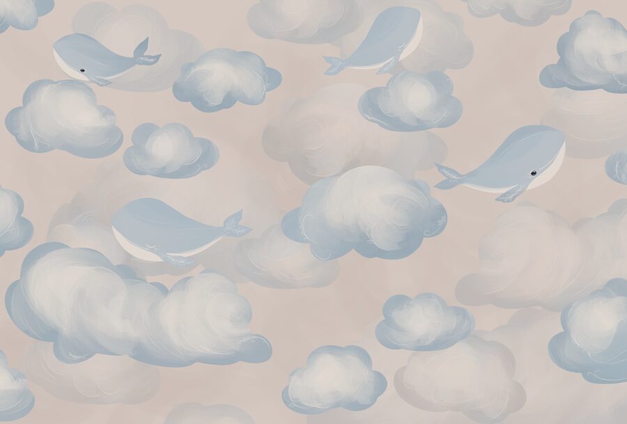 Blue and white clouds and whales