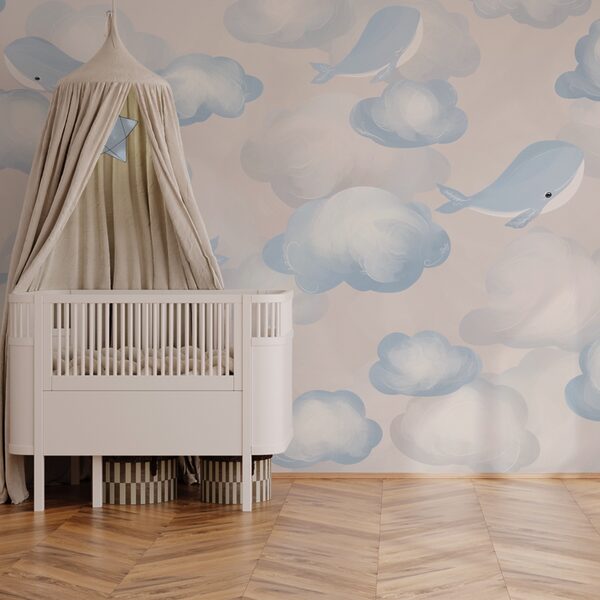 Blue and white clouds and whales Blue and white clouds and whales