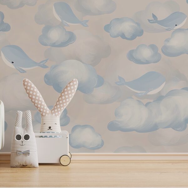 Blue and white clouds and whales Blue and white clouds and whales