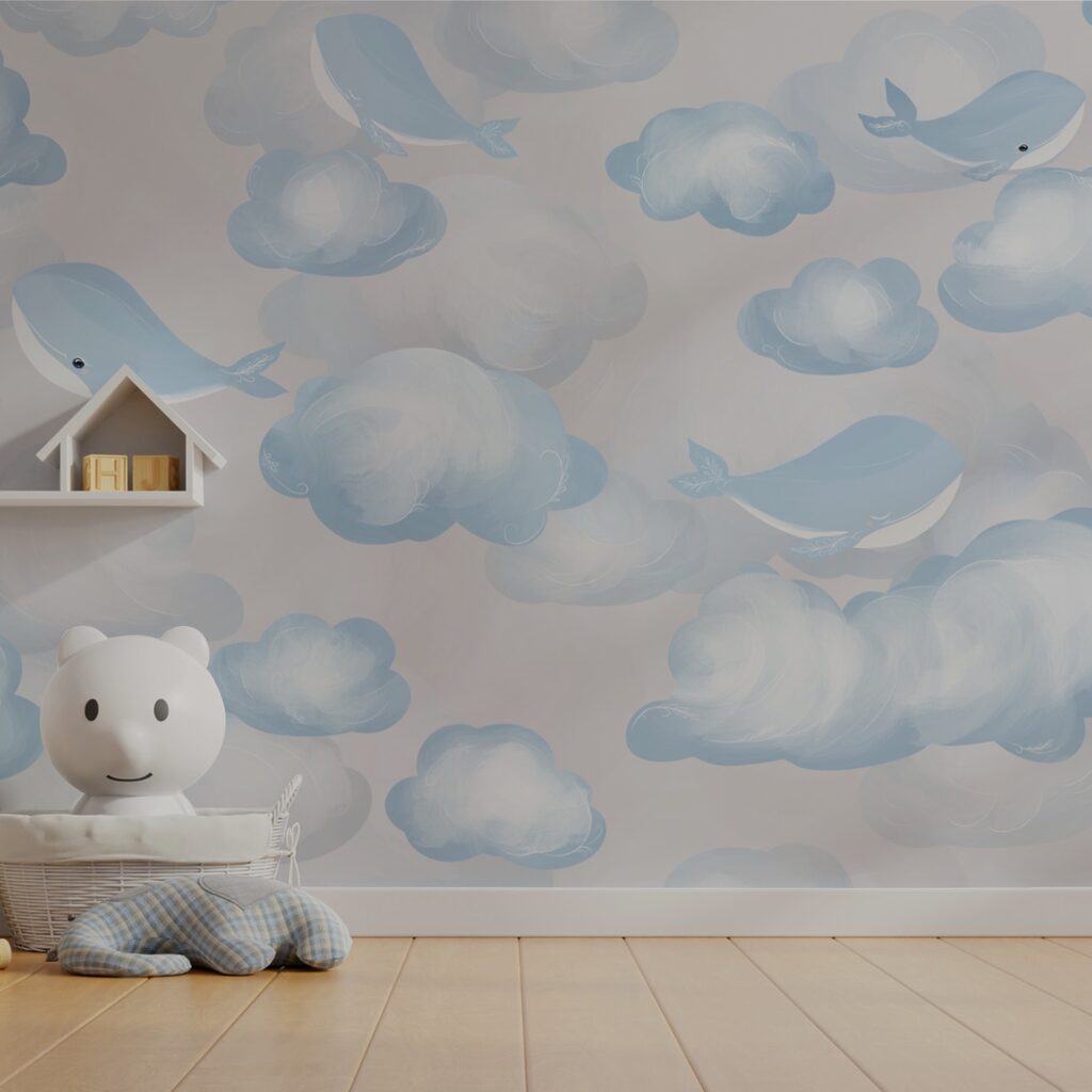 Blue and white clouds and whales Blue and white clouds and whales