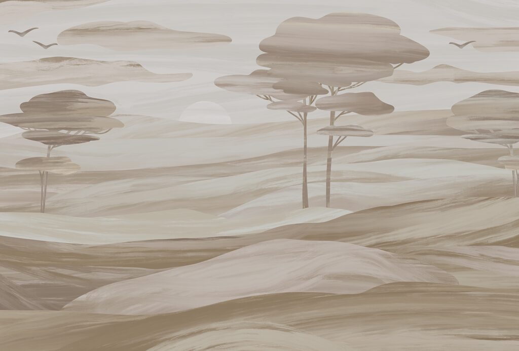 Landscape with trees and hills