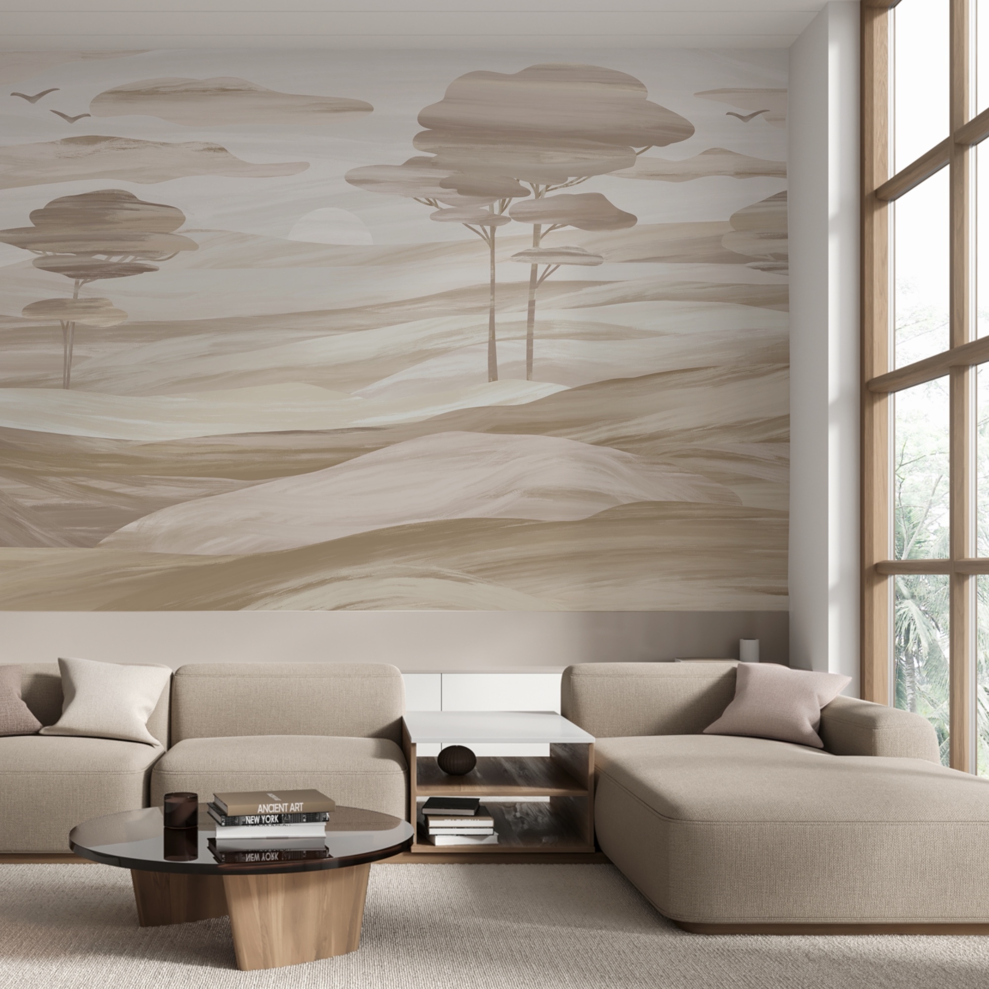 Landscape with trees and hills Landscape with trees and hills