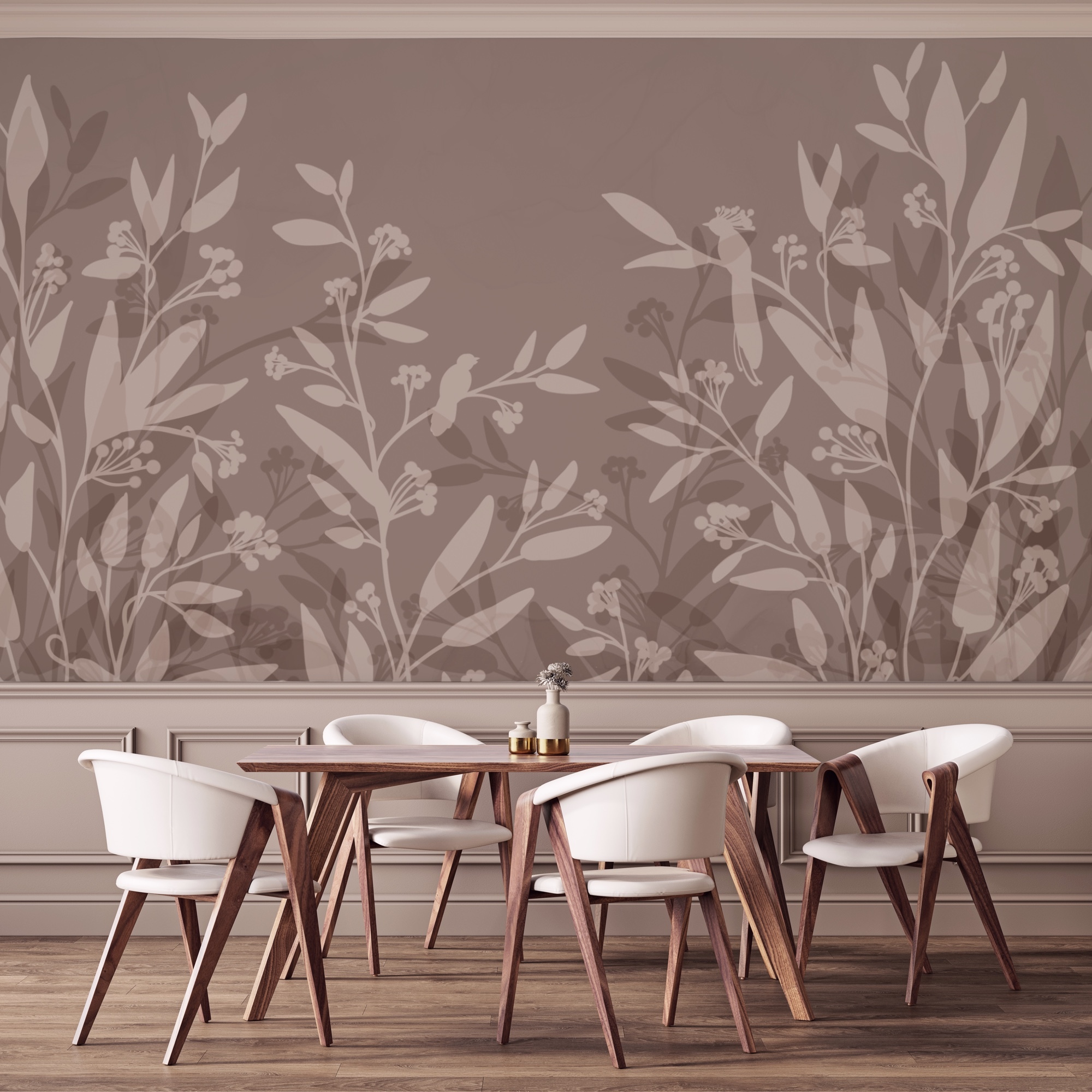 Gentle leaf silhouettes on muted background Gentle leaf silhouettes on muted background
