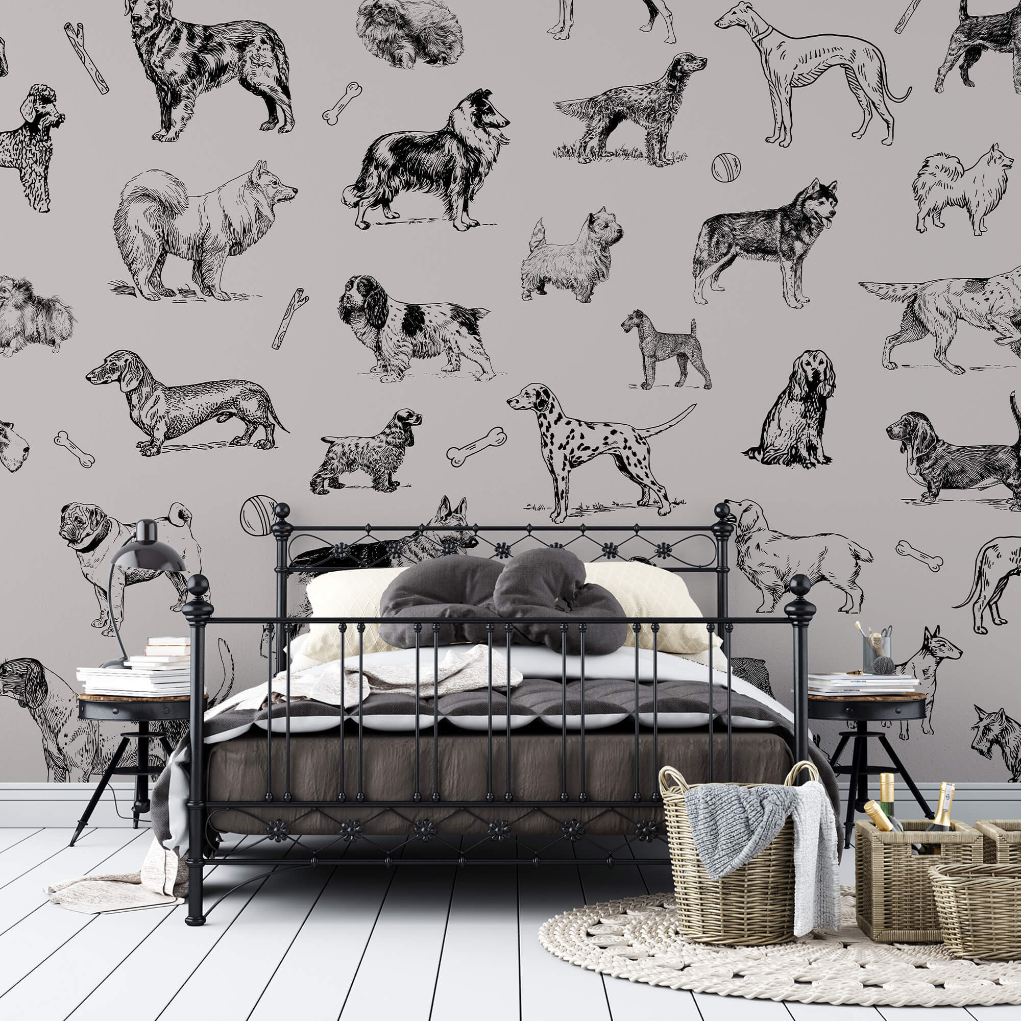 Group of dogs in different poses