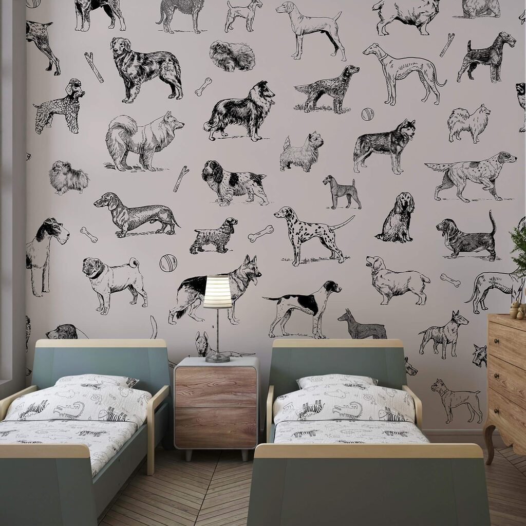 Group of dogs in different poses