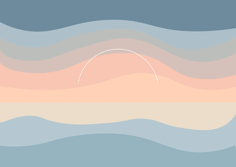 Colorful waves with a white circle in the sky