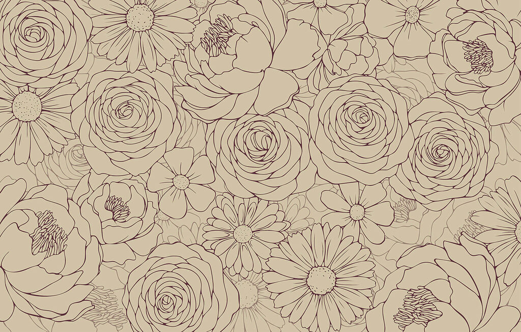 Wall murals Floral pattern in soft hues Wall murals Floral pattern in soft hues