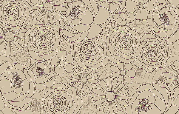 Wall murals Floral pattern in soft hues Wall murals Floral pattern in soft hues