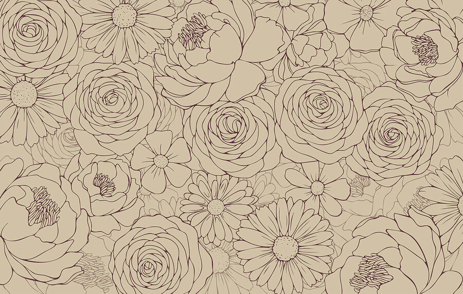 Wall murals Floral pattern in soft hues