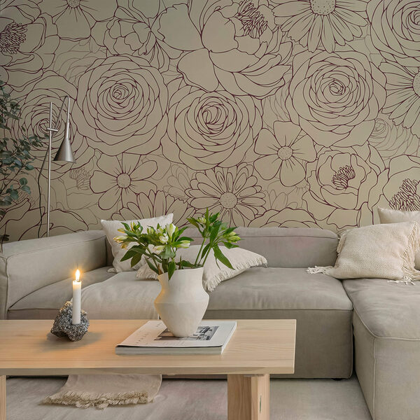 Wall murals Floral pattern in soft hues Wall murals Floral pattern in soft hues