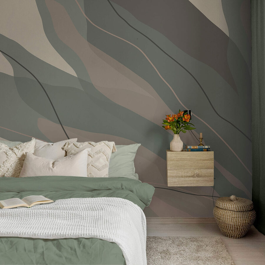 Wall murals Flowing shapes in soft hues.