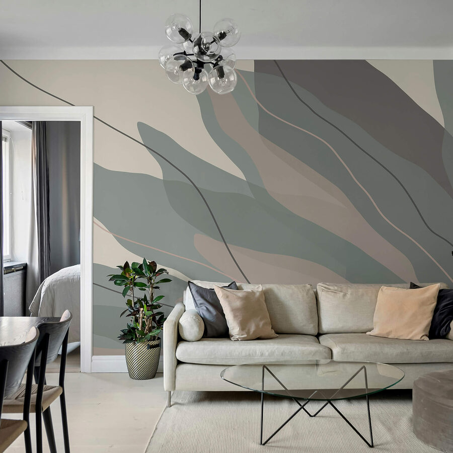 Wall murals Flowing shapes in soft hues.