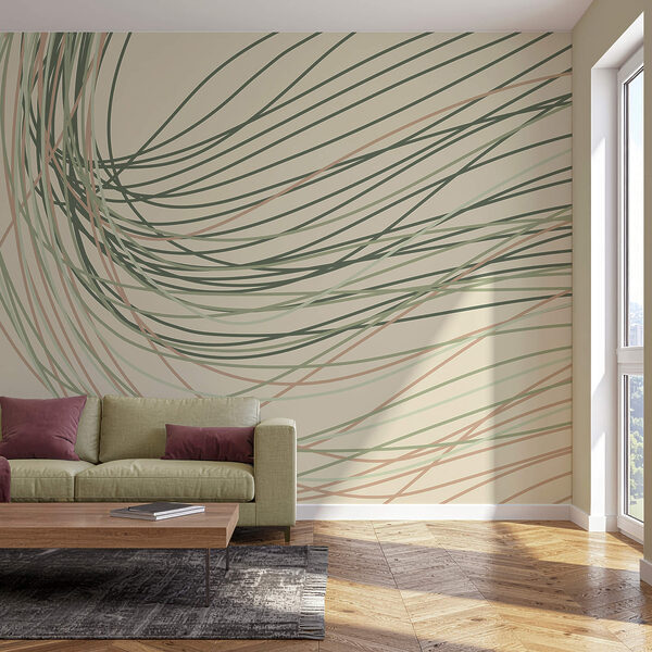 Wall murals Flowing lines in soft pastel tones Wall murals Flowing lines in soft pastel tones