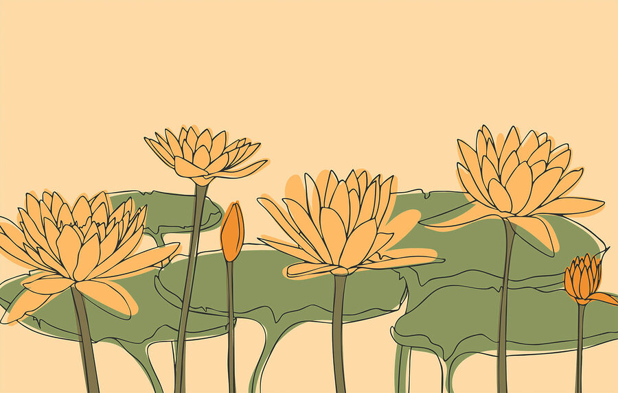 Wall murals Group of yellow flowers