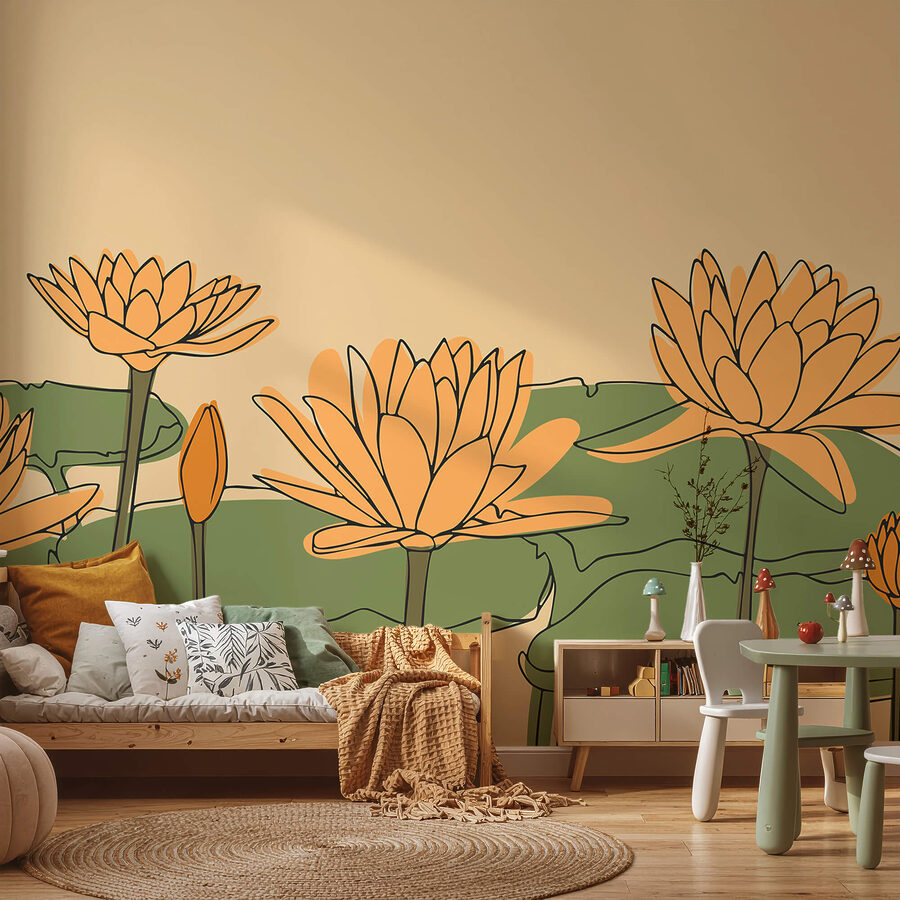 Wall murals Group of yellow flowers