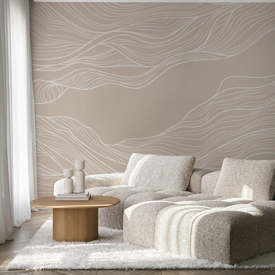 Wall murals White lines on a brown background