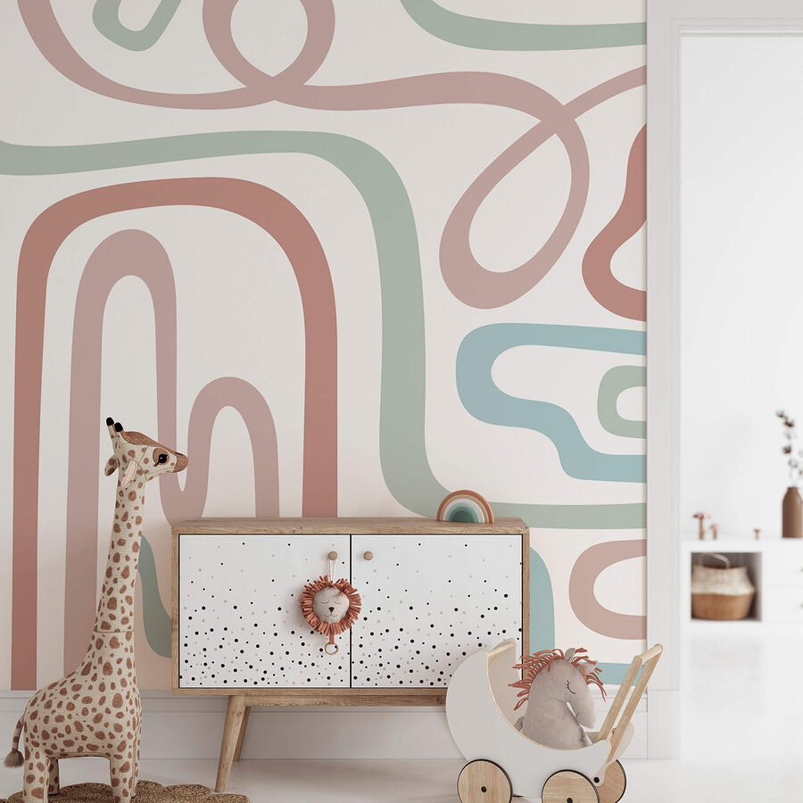 Wall murals Colorful lines on a white background