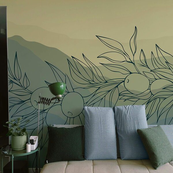 Wall murals Drawing of a branch with fruits Wall murals Drawing of a branch with fruits