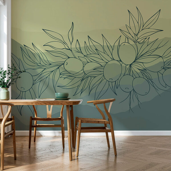 Wall murals Drawing of a branch with fruits Wall murals Drawing of a branch with fruits
