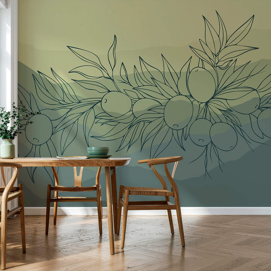 Wall murals Drawing of a branch with fruits