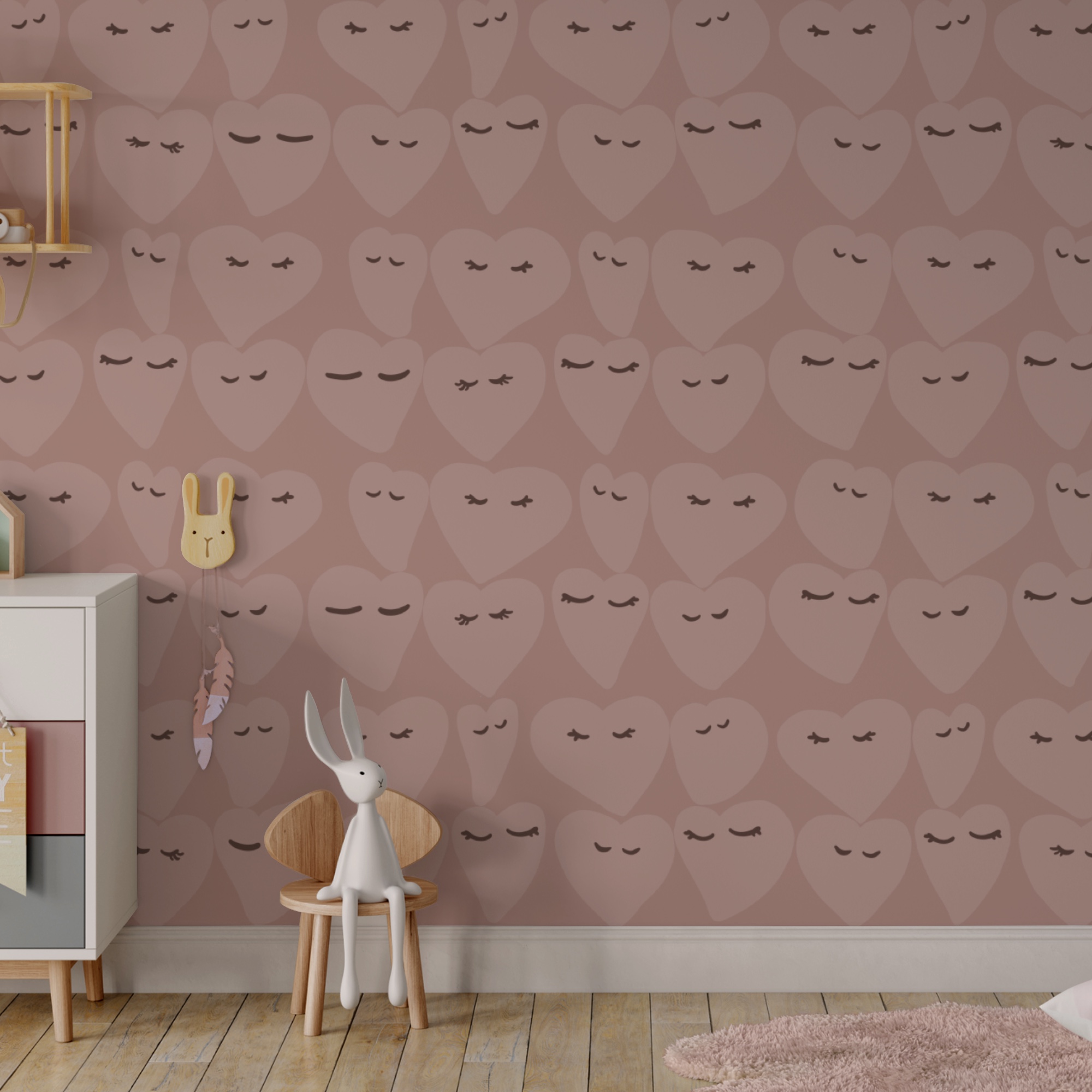 Heart patterns with playful expressions Heart patterns with playful expressions