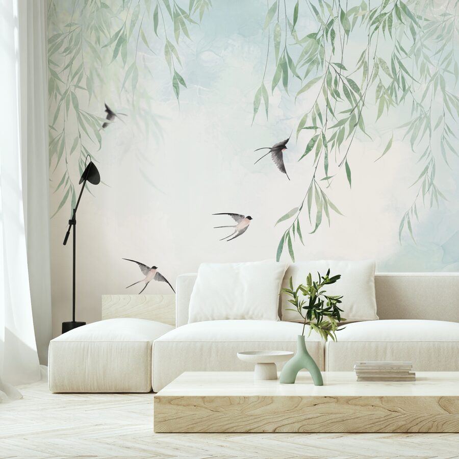 Birds flying in the sky