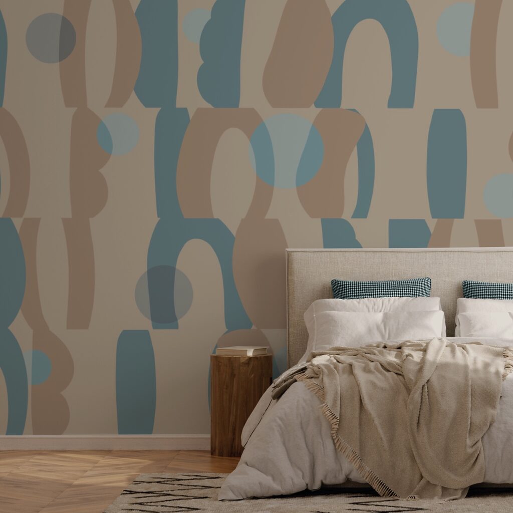 Pattern of blue and brown shapes Pattern of blue and brown shapes