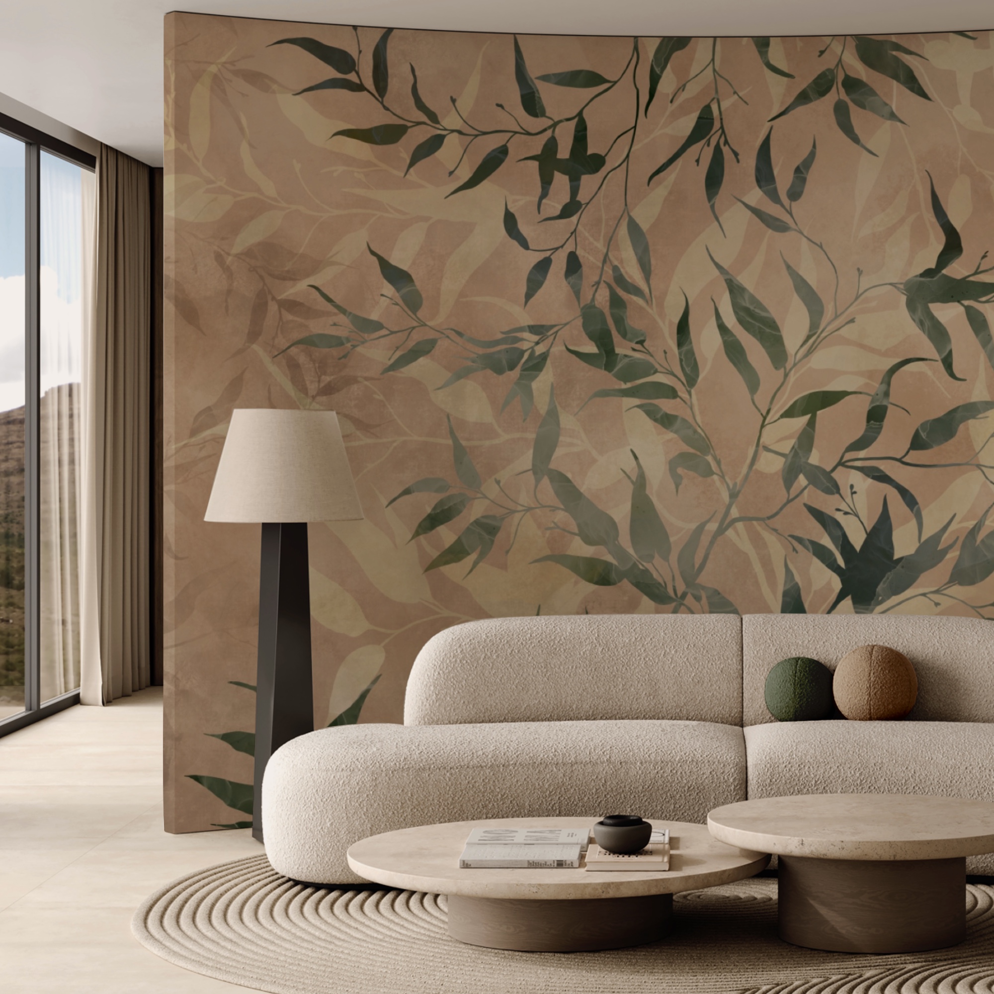 Natural foliage on textured background Natural foliage on textured background